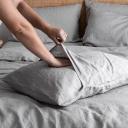 French Flax Linen Quilt Cover Set in Soft Grey by I Love Linen - King