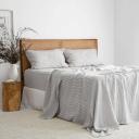 French Flax Linen Sheet Set in Grey Stripe by I Love Linen - King Single x One Size
