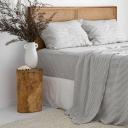 French Flax Linen Sheet Set in Grey Stripe by I Love Linen - King Single x One Size