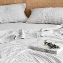 French Flax Linen Sheet Set in Grey Stripe by I Love Linen - King Single x One Size