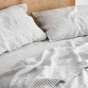 French Flax Linen Sheet Set in Grey Stripe by I Love Linen - King Single x One Size