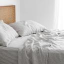 French Flax Linen Sheet Set in Grey Stripe by I Love Linen - King Single x One Size