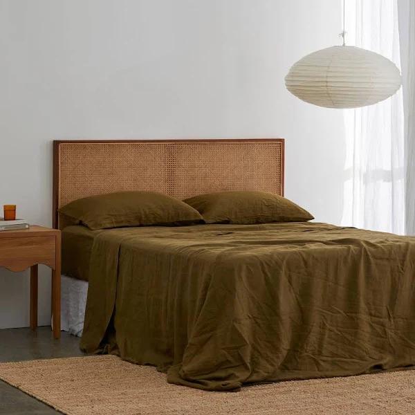 French Flax Linen Sheet Set in Olive by I Love Linen - King x 40cm