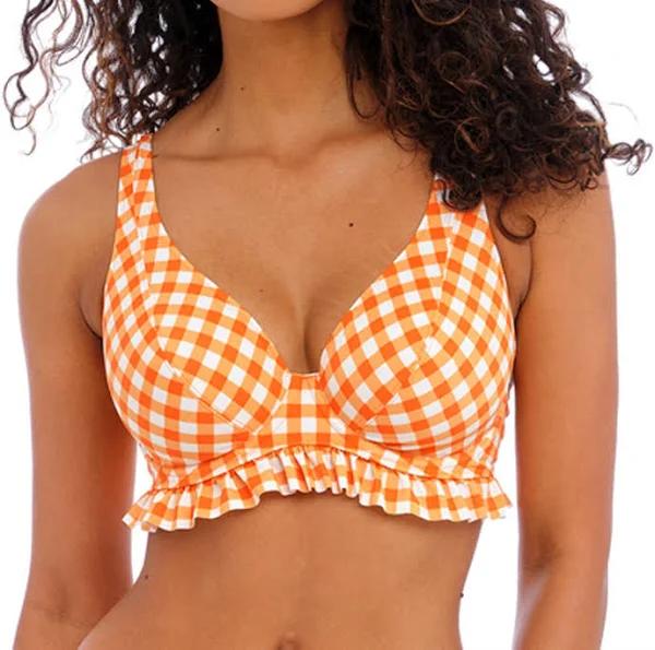 Freya Check in E Cup High Apex Frill Bikini Top/Bra - Zest- Swimwear Galore