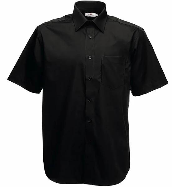 Fruit of The Loom Men's Poplin Short Sleeve Shirt Black M