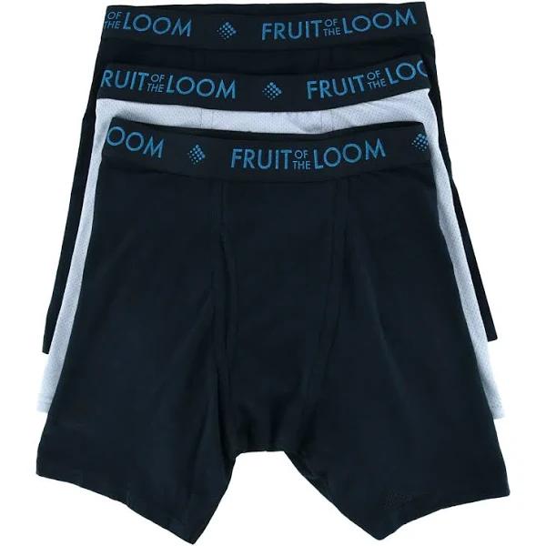 Fruit of The Loom Men's Underwear Black & Gray Micro-Mesh Cotton Boxer Briefs Set S