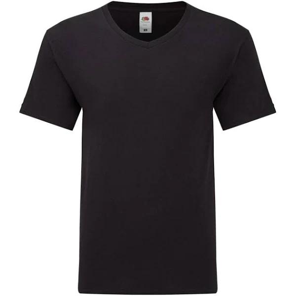 Fruit of The Loom Mens Iconic 150 V Neck T-Shirt Black S