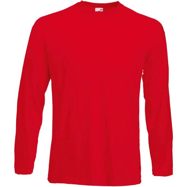 Fruit of The Loom Valueweight Long Sleeve T-Shirt 61038 Red XL