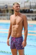 Funky Trunks Mens Serial Texter Shortsy Shorts - Indigo/pink- Swimwear Galore