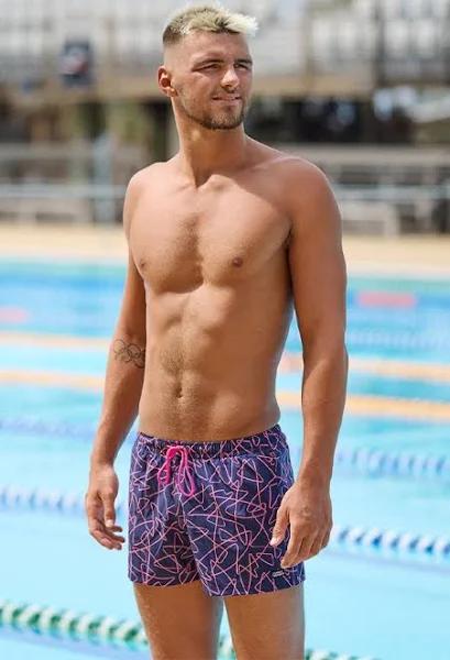 Funky Trunks Mens Serial Texter Shortsy Shorts - Indigo/pink- Swimwear Galore