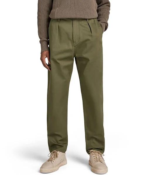 G-Star Raw Unisex Pleated Relaxed Chino Green Unisex Size 34-32