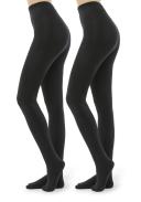 G&Y 2 Pairs Fleece Lined Tights For Women - 100D Opaque Warm Winter Pantyhose