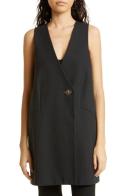 GANNI Sleeveless Cotton Suiting Vest in Black | Women's Size 4