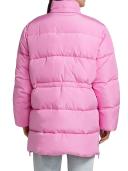 GANNI Tech Puffer Oversized Midi Jacket - Fossil
