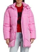 GANNI Tech Puffer Oversized Midi Jacket - Fossil