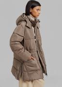 GANNI Tech Puffer Oversized Midi Jacket - Fossil