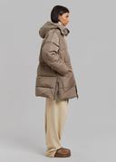 GANNI Tech Puffer Oversized Midi Jacket - Fossil