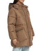 GANNI Tech Puffer Oversized Midi Jacket - Fossil