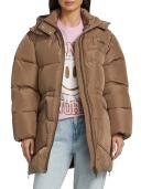 GANNI Tech Puffer Oversized Midi Jacket - Fossil