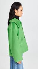 GANNI Wool Collar Jacket in Green | Women's Size 12