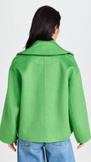 GANNI Wool Collar Jacket in Green | Women's Size 12