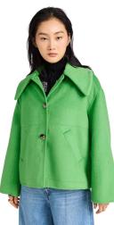 GANNI Wool Wide Collar Jacket | Green | Size 42 | Shopbop