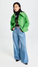 GANNI Wool Wide Collar Jacket | Green | Size 42 | Shopbop