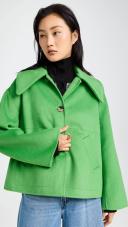 GANNI Wool Wide Collar Jacket | Green | Size 42 | Shopbop
