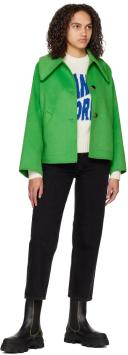 GANNI Wool Wide Collar Jacket | Green | Size 42 | Shopbop