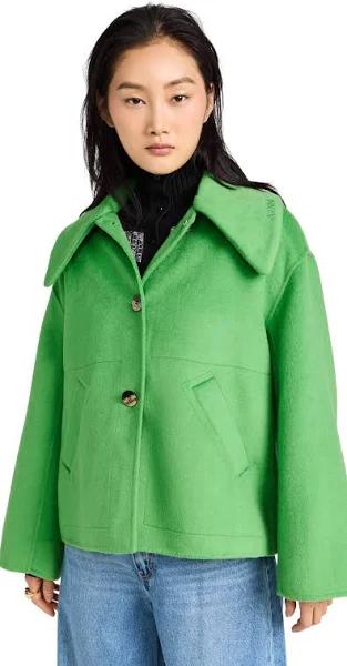 GANNI Wool Wide Collar Jacket | Green | Size 42 | Shopbop