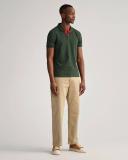 Gant Contrast Collar Pique Rugger Men's Polo Shirt - Storm Green