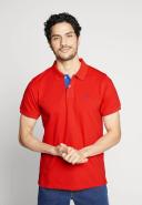 Gant Contrast Collar Pique Rugger Polo Shirt - Bright Red