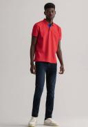 Gant Contrast Collar Pique Rugger Polo Shirt - Bright Red