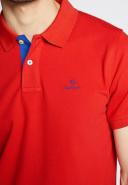 Gant Contrast Collar Pique Rugger Polo Shirt - Bright Red