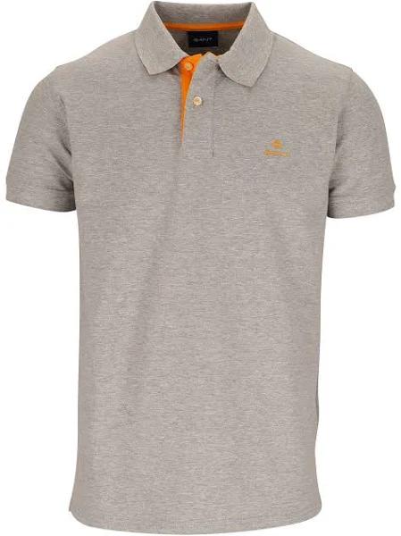 Gant Contrast Collar Rugger Polo T Shirt Grey