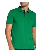 Gant Lavish Green Contrast Collar Pique Rugger Polo Shirt Medium