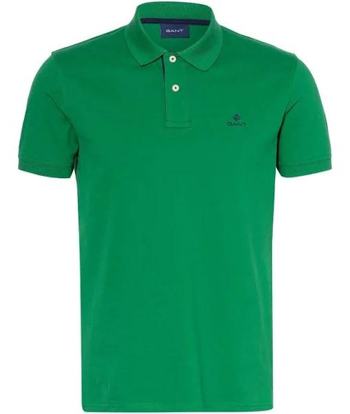 Gant Lavish Green Contrast Collar Pique Rugger Polo Shirt Medium