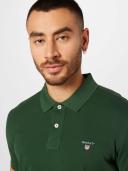 Gant Solid Fitted Pique Polo in Green M