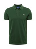 Gant Solid Fitted Pique Polo in Green M
