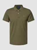 Gant Solid Fitted Pique Polo in Green S