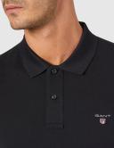 Gant Solid Fitted Pique Short Sleeve Rugger in Black XXXXL