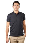 Gant Solid Fitted Pique Short Sleeve Rugger in Black XXXXL