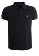 Gant Solid Fitted Pique Short Sleeve Rugger in Black XXXXL