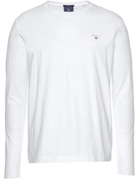 Gant Solid Long Sleeve T-Shirt in White XS