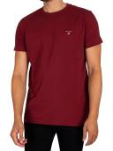 Gant Solid Men's Short Sleeve T-Shirt - PLUMPED Red