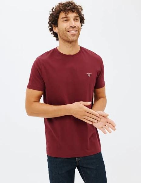 Gant Solid Men's Short Sleeve T-Shirt - PLUMPED Red