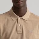 Gant Solid Pique Rugger Polo in Khaki Melange Brown M