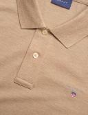 Gant Solid Pique Rugger Polo in Khaki Melange Brown M