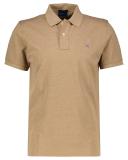 Gant Solid Pique Rugger Polo in Khaki Melange Brown XL