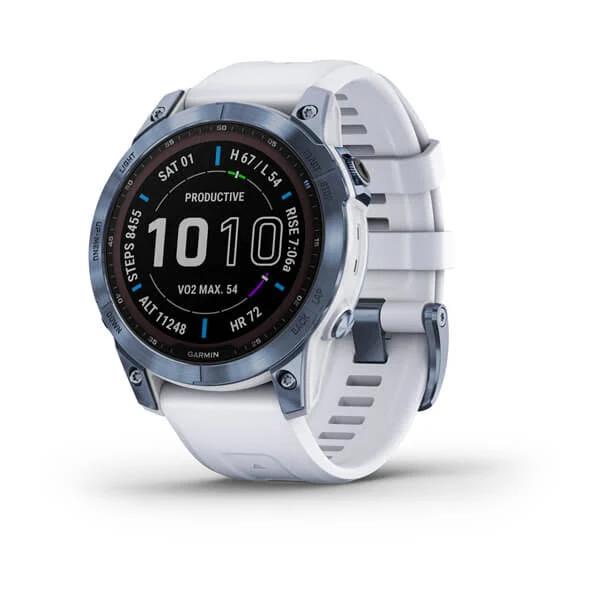 Garmin Fenix 7 Sapphire Solar Smartwatch, 47mm Blue/White